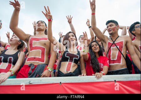 Houston, TX, USA. 27 Nov, 2015. Les cougars de Houston fans célébrer au cours du 4e trimestre d'une NCAA football match entre les aspirants de marine et de l'Université de Houston Cougars à TDECU Stadium à Houston, TX.Trask Smith/CSM/Alamy Live News Banque D'Images