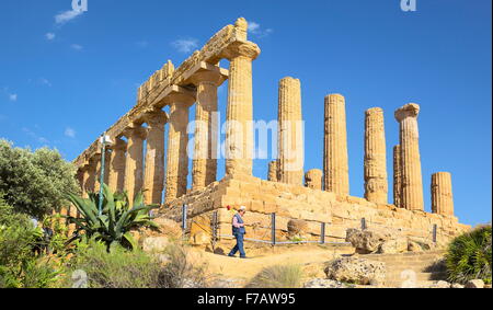 Temple de Héra dans la Vallée des Temples, Agrigente, Sicile, Italie l'UNESCO Banque D'Images