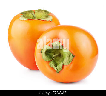 Persimmon fruit isolé sur fond blanc. Clipping path Banque D'Images