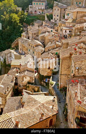 Vue aérienne de Sorano, Toscane, Italie Banque D'Images