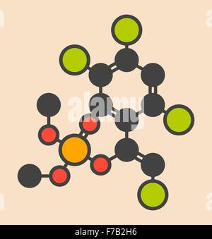 Molécule d'insecticides organophosphorés tétrachlorvinphos. Formule topologique stylisé (structure chimique). Les atomes sont indiquées comme Banque D'Images