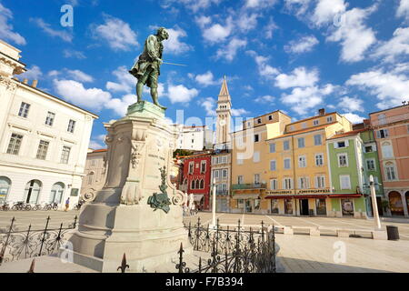 La place Tartini, Piran, Slovénie Banque D'Images