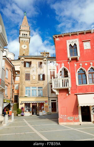 La place Tartini, Piran, Slovénie Banque D'Images