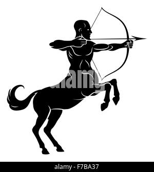 Concept de Centaur centaur archer mythique mi-homme mi-cheval personnage visant un arc et une flèche Banque D'Images