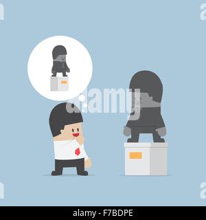 Businessman looking at la statue et que son propre, vecteur, EPS10 Illustration de Vecteur