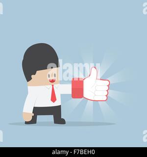 Businessman wearing Thumbs up gants, VECTOR, EPS10 Illustration de Vecteur