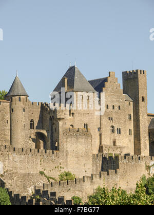 Cité médiévale fortifiée Carcassonne, France, Languedoc Roussillon, Carcassonne Banque D'Images