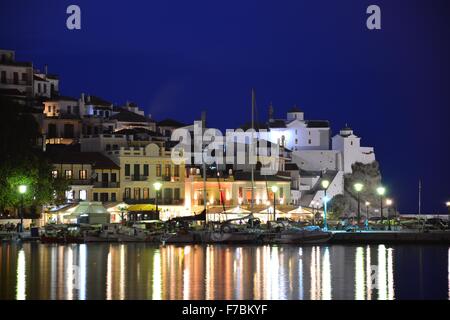 Vue de la nuit de Skopelos Banque D'Images