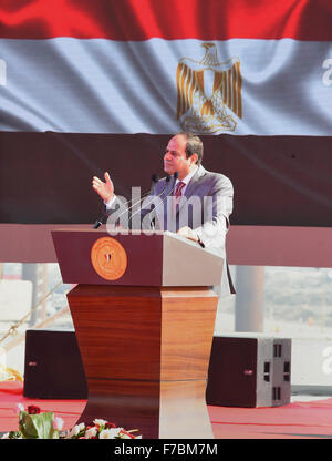 Port Saïd, Le Caire, Égypte. 28 Nov, 2015. Le président égyptien, Abdel Fattah al-Sisi parle lors de l'ouverture d'un projet à Port Said en Egypte, le 28 novembre, 2015 © Bureau Président égyptien/APA/Images/fil ZUMA Alamy Live News Banque D'Images