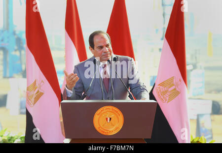 Port Saïd, Le Caire, Égypte. 28 Nov, 2015. Le président égyptien, Abdel Fattah al-Sisi parle lors de l'ouverture d'un projet à Port Said en Egypte, le 28 novembre, 2015 © Bureau Président égyptien/APA/Images/fil ZUMA Alamy Live News Banque D'Images