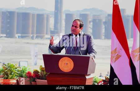 Port Saïd, Le Caire, Égypte. 28 Nov, 2015. Le président égyptien, Abdel Fattah al-Sisi parle lors de l'ouverture d'un projet à Port Said en Egypte, le 28 novembre, 2015 © Bureau Président égyptien/APA/Images/fil ZUMA Alamy Live News Banque D'Images