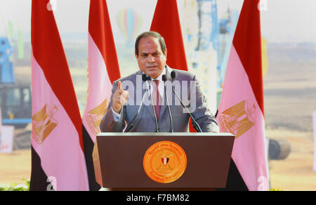 Port Saïd, Le Caire, Égypte. 28 Nov, 2015. Le président égyptien, Abdel Fattah al-Sisi parle lors de l'ouverture d'un projet à Port Said en Egypte, le 28 novembre, 2015 © Bureau Président égyptien/APA/Images/fil ZUMA Alamy Live News Banque D'Images