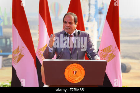 Port Saïd, Le Caire, Égypte. 28 Nov, 2015. Le président égyptien, Abdel Fattah al-Sisi parle lors de l'ouverture d'un projet à Port Said en Egypte, le 28 novembre, 2015 © Bureau Président égyptien/APA/Images/fil ZUMA Alamy Live News Banque D'Images