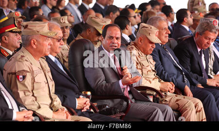 Port Saïd, Le Caire, Égypte. 28 Nov, 2015. Le président égyptien, Abdel Fattah al-Sisi parle lors de l'ouverture d'un projet à Port Said en Egypte, le 28 novembre, 2015 © Bureau Président égyptien/APA/Images/fil ZUMA Alamy Live News Banque D'Images