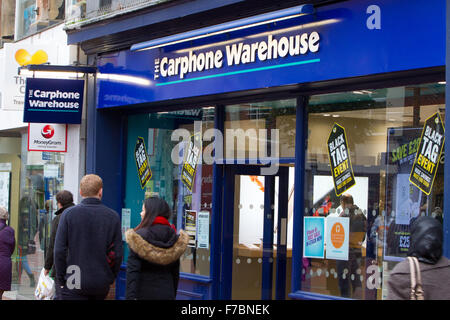 The Carphone Warehouse réseau mobile logos de marques sur high street Banque D'Images