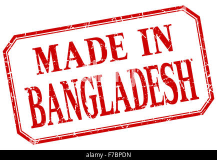 Bangladesh - faite en rouge vintage label isolés Banque D'Images