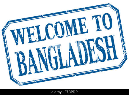 Bangladesh - bleu bienvenue vintage label isolés Banque D'Images