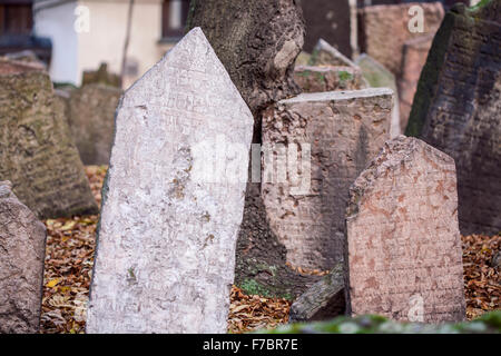 Vieux cimetière juif de Prague, Josefov, République Tchèque Banque D'Images