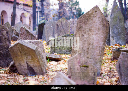 Vieux cimetière juif de Prague, Josefov, République Tchèque Banque D'Images