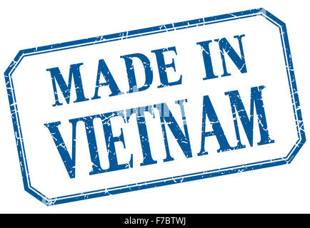 Vietnam - made in blue vintage label isolés Banque D'Images