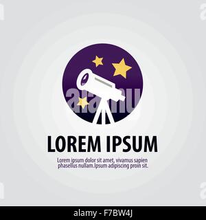 Modèle de conception de logo vector astronomie télescope ou l'icône de l'horoscope. Illustration de Vecteur