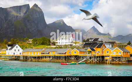 Îles Lofoten rorbu maison, les pêcheurs, de la Norvège, Banque D'Images