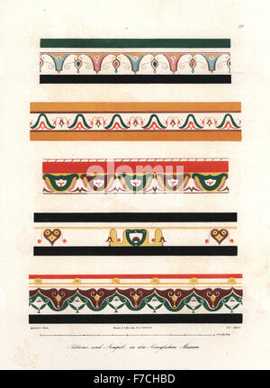 Les peintures murales du Musée Royal, Palerme et Naples. Lithographie coloriée par Berth après une illustration par Wilhelm Zahn de son ornement de toutes les époques de l'art classique, Ornamente klassischen und Kunst-Epochen, Reimer, Berlin, 1834. Banque D'Images