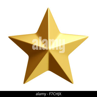 Golden Star isolated over white 3D Rendering Banque D'Images