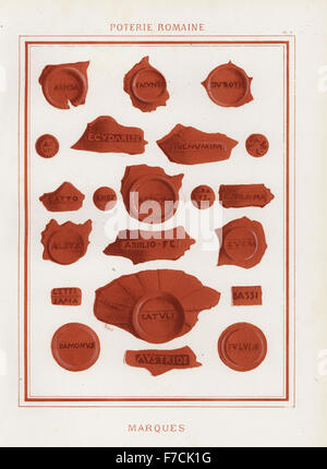 Les notes des décideurs sur la poterie romaine. Fini à la main chromolithographie de Ris Paquot général de l'histoire de l'ancienne poterie vernissée, français et étrangers, chez l'auteur, Paris, 1874. Banque D'Images