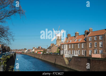 Maud Foster cinq sail moulin, Willoughby Road, Skirbeck, Boston, Lincolnshire, Angleterre, Royaume-Uni Banque D'Images