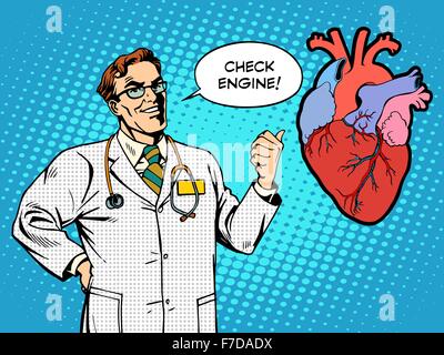 Vérifier la santé cardiaque médecine médecin moteur Illustration de Vecteur