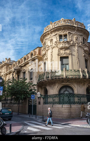 L'Art Nouveau Palacio Longora, architecte José Grases Riera, construit 1902-4, Calle de Fernando VI, Alonso Martinez, Madrid. Banque D'Images