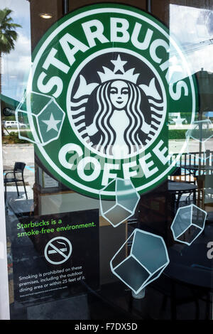 West Palm Beach Florida, Starbucks Coffee, devant, panneau, environnement non fumeur, non fumeur, les visiteurs voyagent visite touristique site touristique Banque D'Images