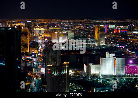 Vue aérienne de Las Vegas skyline at night Banque D'Images