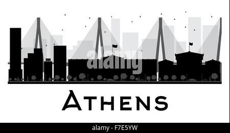 Athens City skyline silhouette noir et blanc. Vector illustration. Concept simple pour le tourisme, la bannière de présentation Illustration de Vecteur