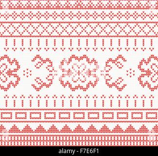 Motif tricoté avec l'ornement. Vector illustration. Modèle transparent de couleur rouge. Concept de vacances de Noël pour papier, tissu Illustration de Vecteur