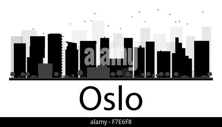Oslo City skyline silhouette noir et blanc. Vector illustration. Concept simple pour le tourisme, la bannière de présentation Illustration de Vecteur