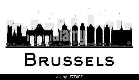 Bruxelles Ville skyline silhouette noir et blanc. Vector illustration. Concept simple pour le tourisme, la bannière de présentation Illustration de Vecteur