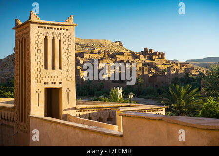 Kasbah Aït Benhaddou, site classé au Patrimoine Mondial de l'UNESCO, Ait Benhaddou, Région de Souss-Massa-Draa, Maroc Banque D'Images