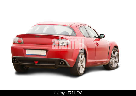 L'automobile rouge sur blanc. Isolé avec clipping path Banque D'Images