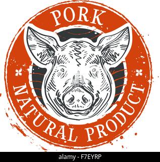 Cochon, modèle de conception de logo Vector Porc Porc ou icône de la ferme. Illustration de Vecteur