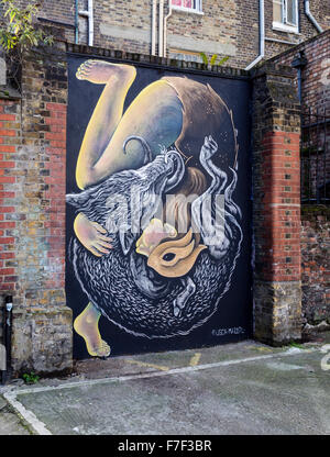 Street Art Par Fusca et Mazatl dans Shoreditch Londres Banque D'Images