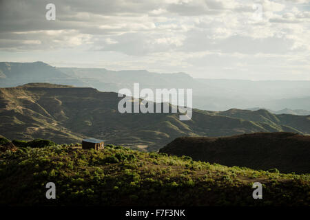 Vue sur paysage près de Lalibela, Ethiopie au crépuscule Banque D'Images