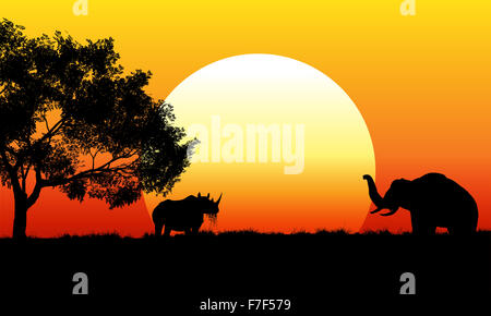 Illustration d'une scène safari africain