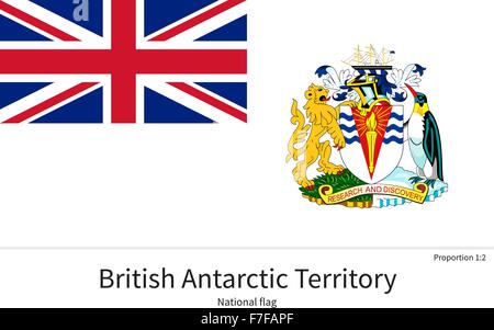 Drapeau national du Territoire Antarctique Britannique avec bonnes proportions, couleurs, éléments Illustration de Vecteur