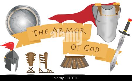 Armure de Dieu guerrier le Christianisme Jésus Christ Esprit Sign Vector Illustration Illustration de Vecteur