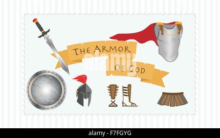 L'Armure de Dieu le Christianisme Protestant Message Warrior Vector Illustration Illustration de Vecteur