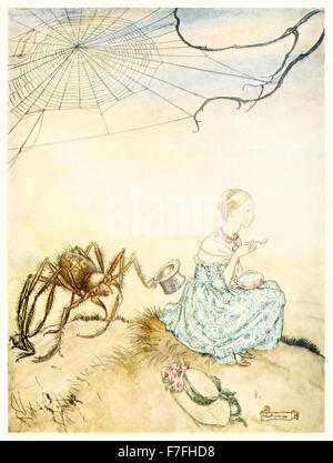 'Little Miss Muffet' de 'autres Goose - La Vieille des comptines' illustration par Arthur Rackham (1867-1939). Voir la description pour plus d'informations. Banque D'Images