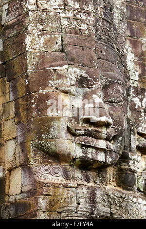 Visages de temple Bayon, Angkor Thom, au Cambodge, en Asie Banque D'Images