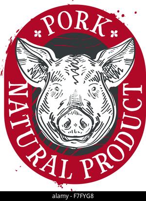 Modèle de conception de logo vector porc cochon ou icône de la viande. Illustration de Vecteur